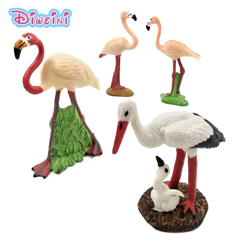 

Kawaii Simulation Forest Flamingo Figures Animal Model bird Figurine fairy PVC Plastic craft Decoration statue toy Gift For Kids