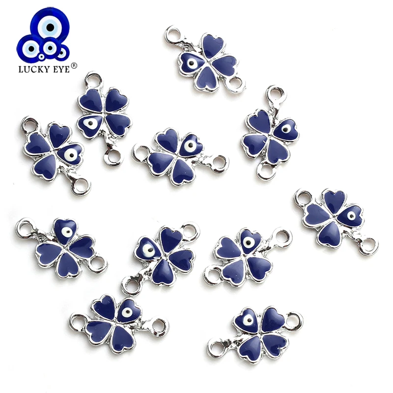 

Lucky Eye 10pc Evil Eye Flower Charms Bracelet Necklace Pendant Connector For Jewelry Accessories Making EY4790