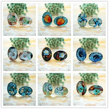 

10PCS/lot Mixed oval 18x25mm Glass Cabochon for making charms key chain earrings necklace pins bookmark bracelet craft Supply