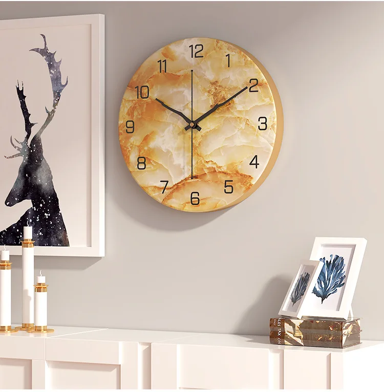 

European Marble Pattern Home 3D Clock Simple Creative Wall Clock Modern Design Bedroom Decoration Quartz Clock Clock on The Wall