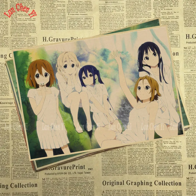 Японское аниме K-ON матовая крафт-бумага плакат украшение интерьера живопись - Цвет: Белый