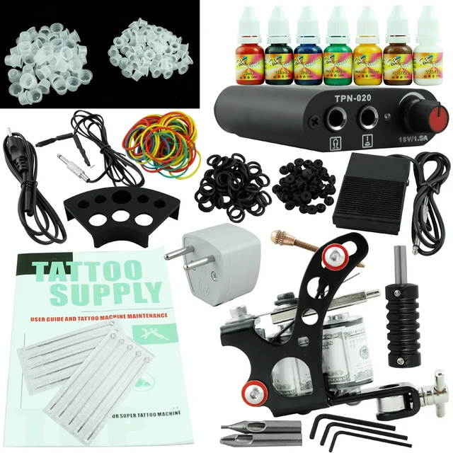 OPHIR 269pcs/set Complete Tattoo Kit 7Colors Tattoo Inks Pigment Induction Tattoo Machine For Beginner Body Tattoo Art _TA001 OPHIR 269pcs/set Complete Tattoo Kit 7Colors Tattoo Inks Pigment Induction Tattoo Machine For Beginner Body Tattoo Art _TA001