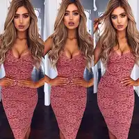 High Quality Celebrity Pink Black Red Lace Slip Bodycon Rayon Bandage Dress Evening Party Dress