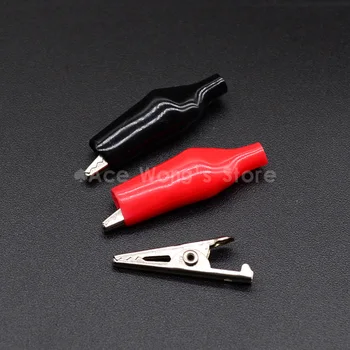 

10pcs/lot 28MM Metal Alligator Clip Crocodile Electrical Clamp for Testing Probe Meter Black and Red with Plastic Boot