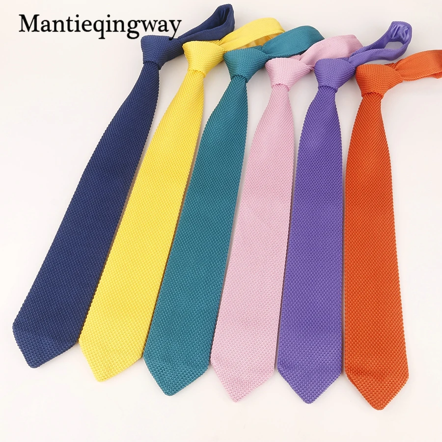 

Mantieqingway Solid Color 7cm Knitted Neck Ties for Men Knit Tie Slim Designer Cravate Narrow Skinny Neckties Wedding Gifts