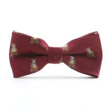 Мужские модные жаккардовые галстуки-бабочки с мультяшным медведем для мальчиков, милые повседневные Галстуки для свадебной вечеринки