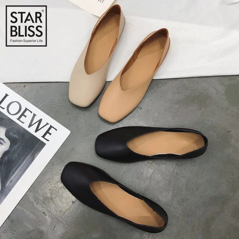

2019 retro square head two wear Muller shoes women's simple versatile flat shoes shallow mouth set foot lazy shoes home slippers