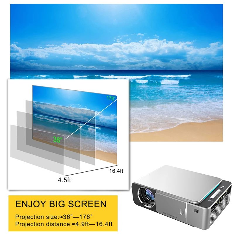 Everycom Мини проектор T6 1280x720 разрешение светодиодный портативный HD мультимедийный