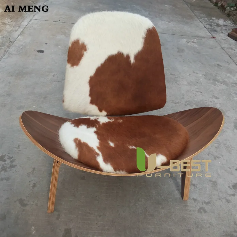 pony skin CH07 shell chair plywood lounge chair  (1)