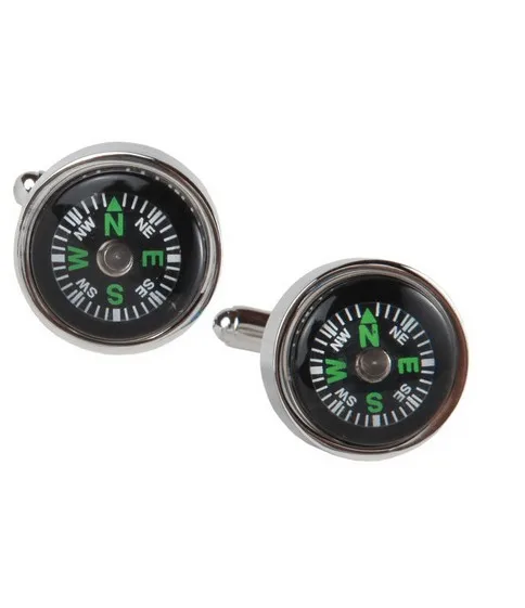 silver cufflinks 2 pcs  Stainless steel men's fashion compass cufflinks gold plated cufflinks