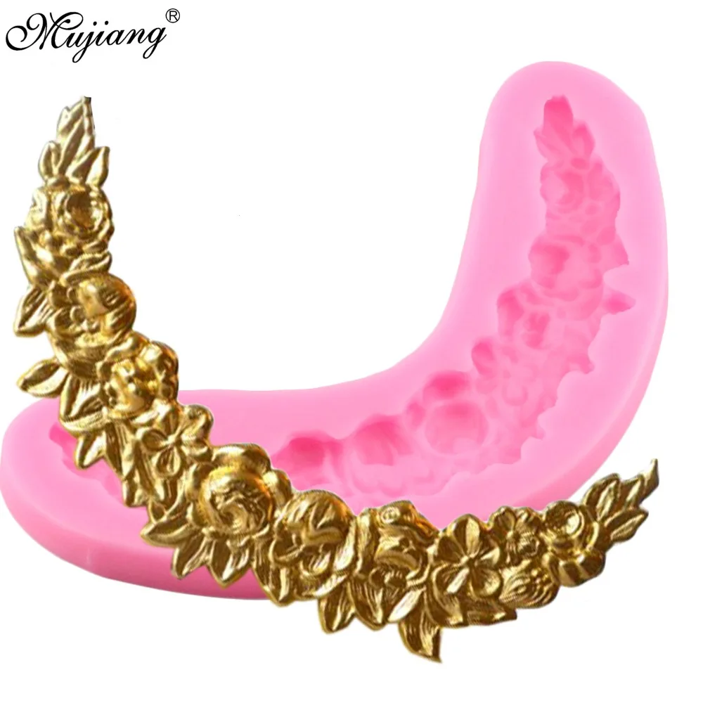 

Rose Garland Silicone Molds Cake Border Fondant Mold Candy Clay Chocolate Gumpaste Molds DIY Wedding Cupcake Decorating Tools