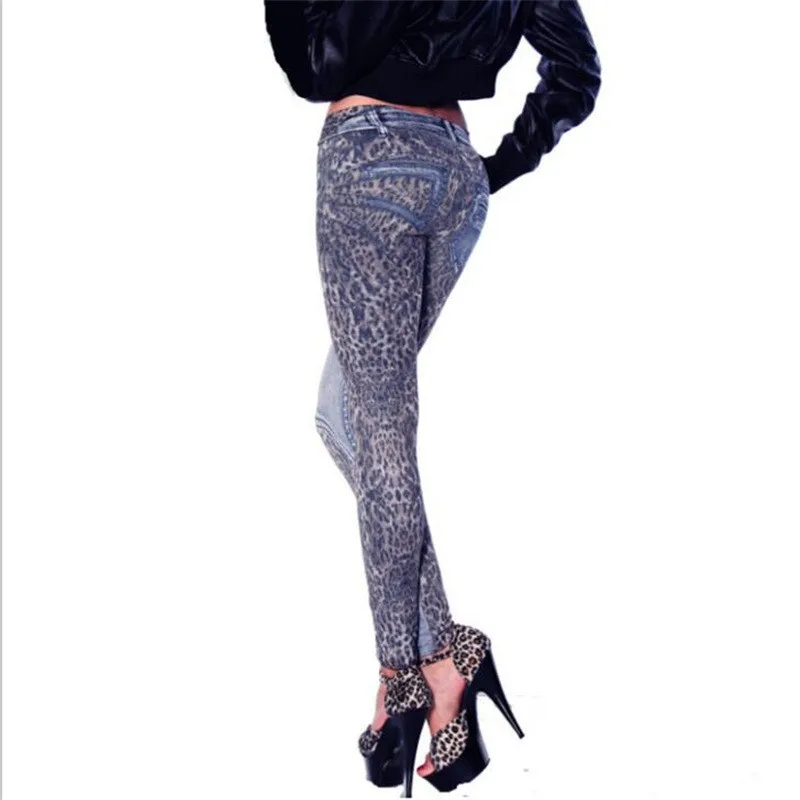 Russia Trend Lady Casual Long Pants Knit Cotton Blend Similar Denim Gray Print Patchwork Elastic High Waist Band Slim Trousers Russia Trend Lady Casual Long Pants Knit Cotton Blend Similar Denim Gray Print Patchwork Elastic High Waist Band Slim Trousers