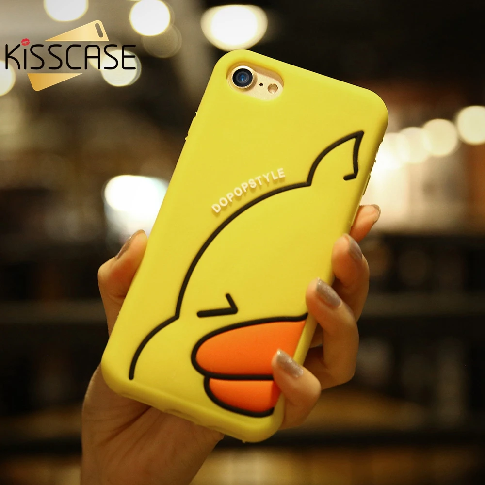 KISSCASE Lovely Silicone Case For iPhone X XR XS Max Cute Cartoon Cases 6 6s 7 8 Plus Soft Phone Back Cover Coques | Мобильные