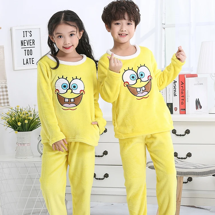 

2018 Winter Children Fleece Pajamas Warm Flannel Sleepwear Girls Loungewear Coral Fleece Kids Pijamas Boys Clothes 12 Years