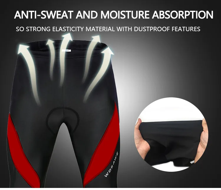 WOSAWE Men Cycling Tights GEL Pad Bib Pants MTB Winter Thermal MTB Road Bike Bicycle Pants Padded Legging Cycling Trouser Shorts