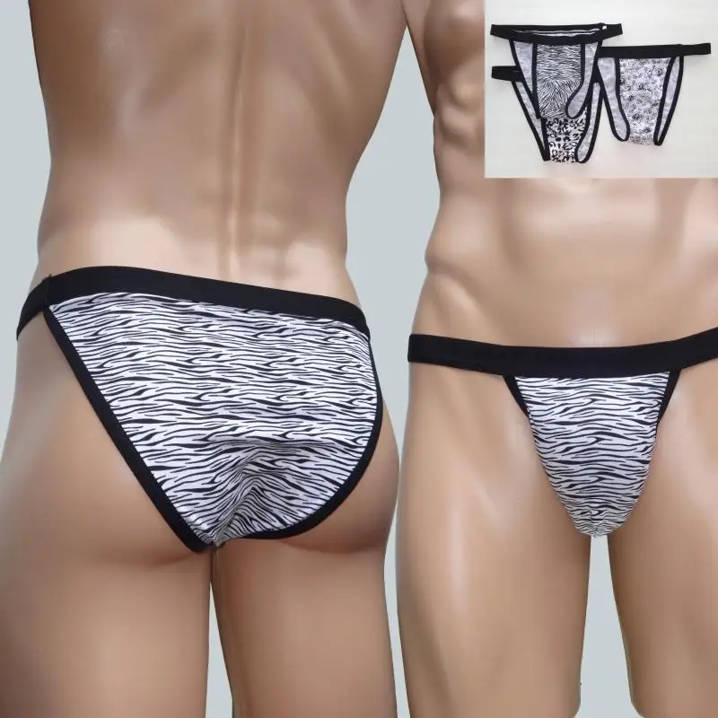 

Mens panties briefs bikini black and white leopard print zebra print