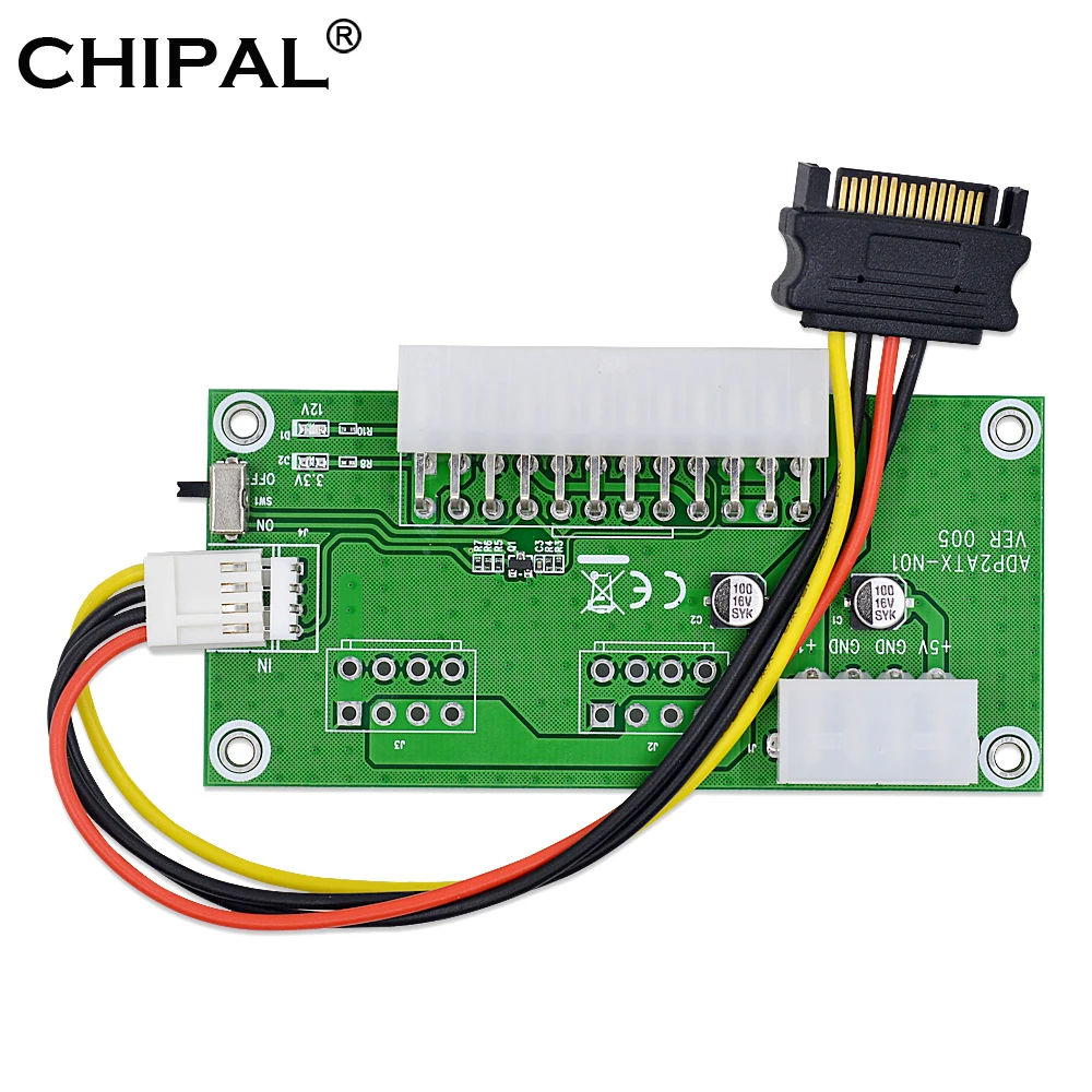 CHIPAL ATX 24PIN Dual PSU Molex Power Supply Sync Starter Extender for BTC Miner Mining Expanded Card ADD2PSU With Manual Switch|Computer Cables & Connectors| - AliExpress