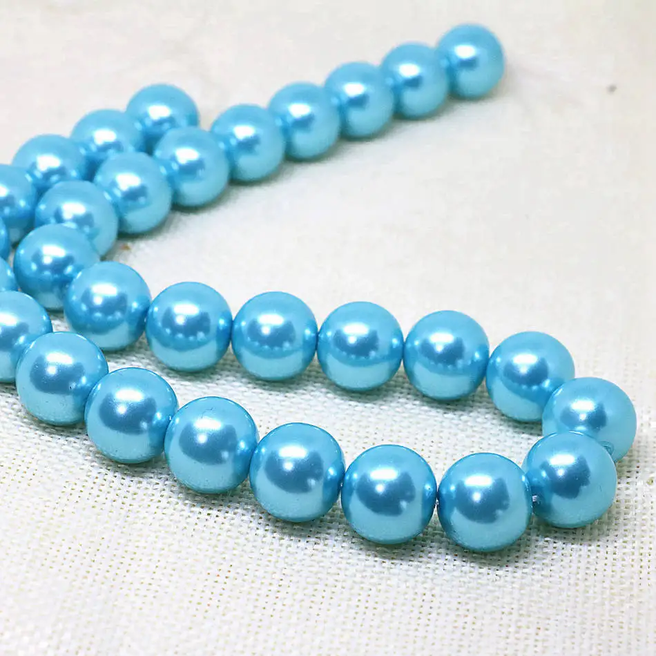 Sky blue imitation pearl round loose beads fashion women charms fit diy necklace jewelry making 4-14mm 15inch B1616 - Цвет: 4mm