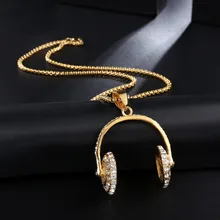 

Hip Hop Headset Pendant & Necklace Men Pave Micro CZ Headphone Stainless Steel Rock Pendants Necklaces Gift Jewelry