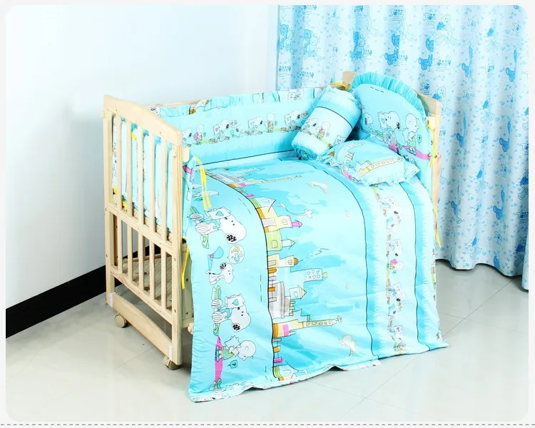 Акция! 6 шт. матрас одеяло вокруг постельных принадлежностей комплекты бампер хлопок детское постельное белье комплект кровать вокруг (3