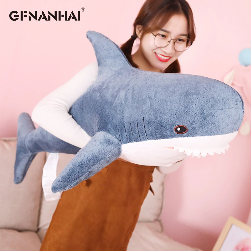  Cute 80CM/100CM Big Size Shark Plush Toys Stuffed Soft Real Like Baby Appease Pillow Birthday Gift for Children