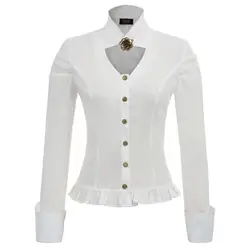 Блузка рубашка Топы женские s женские со стоячим воротником пуговица планка Стимпанк Викторианский стиль женские рубашки