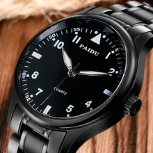 PAIDU Men Wrist Watch Round Dial Analog Watch Roman Number Faux Leather/Stainless Steel Business Clock Gift Relogio Masculino zhoulianfa luxury crocodile faux leather men watch analog blu ray business wristwatch clock relogio masculino