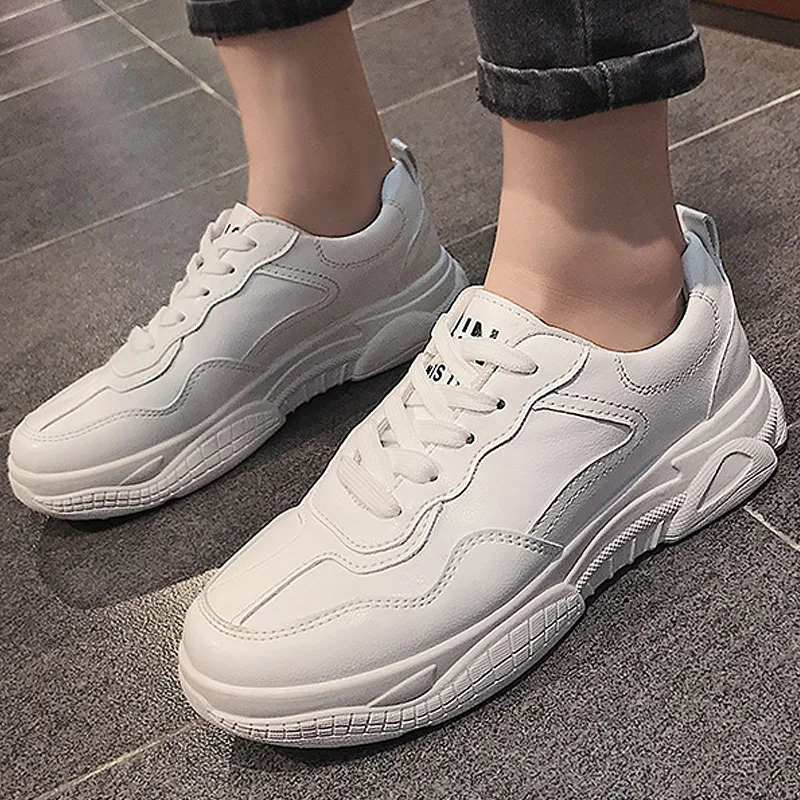 

Leather sneakers unisex shoes size 35-44 women chunky sneakers white girls sport shoes comfort sneaekrs ladies casual shoes