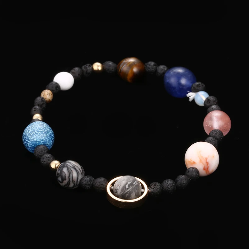 

2018 New Handmade Solar System Bracelet Universe Galaxy The Eight Planets Star Natural Stone Bead Bracelets Bangles Dropshipping