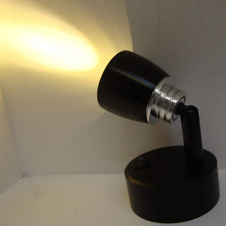 

Small battery power LED Spotlight lights cupboard jewelry cabinet desk display cabinet decoration creative black -za SD73