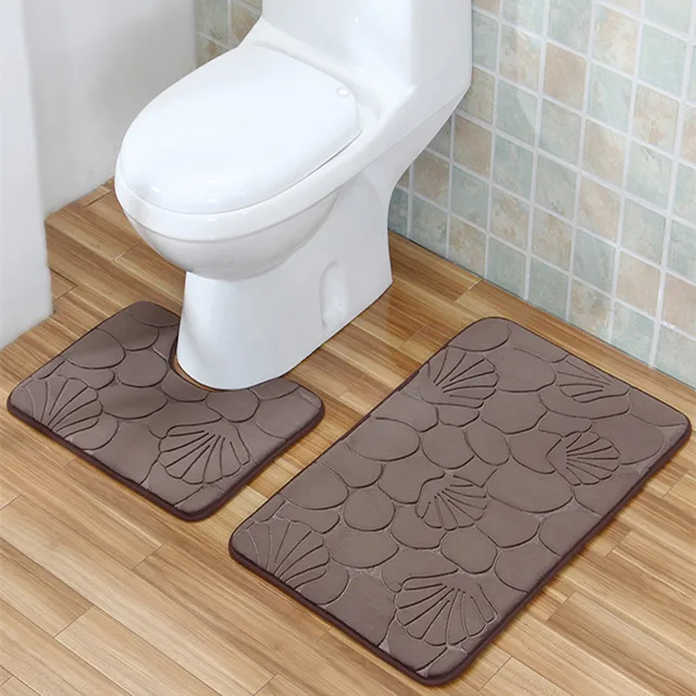 Bathroom Mat Set 2pcs Geometric Embossing Pattern Rug Non Bathroom Mat Set 2pcs Geometric Embossing Pattern Rug Non Slip Bath Modern Floor