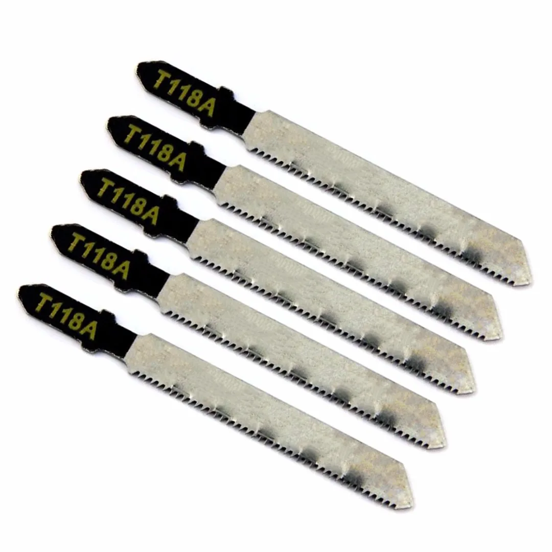 DWZ 5pcs New T118A HCS Curved Jigsaw Blades For Metal Cutting 77mm Length 1.0-3.0mm