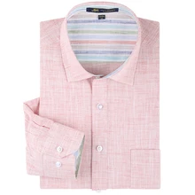 Мужская однотонная льняная одежда с длинным рукавом, нашивка для рубашки, левый нагрудный карман, Стандартная посадка, удобный мужской топ, тонкие Умные повседневные рубашки