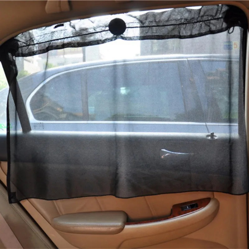 

2 Pack Car Sun Shade Side Window Curtain Sun Uv Protection Mesh Fabric + Suction Cup/ Made for Windshield Side Windows BLACK