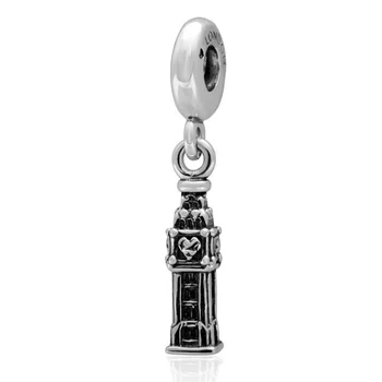 

Bell Tower Vintage Tone Authentic 925 Sterling Silver Dangle Charm Beads Fit European Charm Bracelets Necklaces Jewelry SDC904