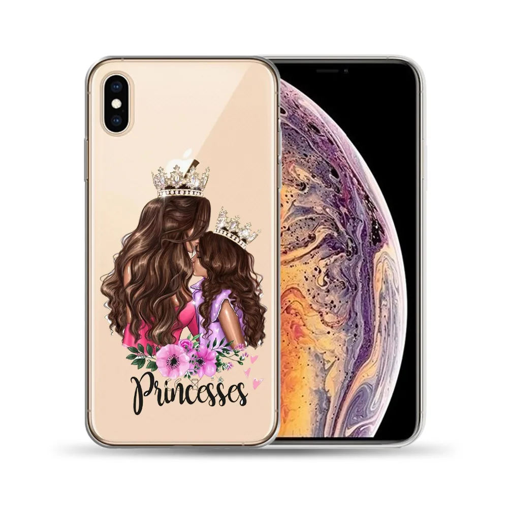 Funda de TPU suave de la Reina de la madre del pelo marrón negro para el iPhone 8 7 6 6 S Plus 5 5S SE bebé para Capa iPhone X XS X Max XR Funda de TPU suave de la Reina de la madre del pelo marrón negro para el iPhone 8 7 6 6 S Plus 5 5S SE bebé para Capa iPhone X XS X Max XR