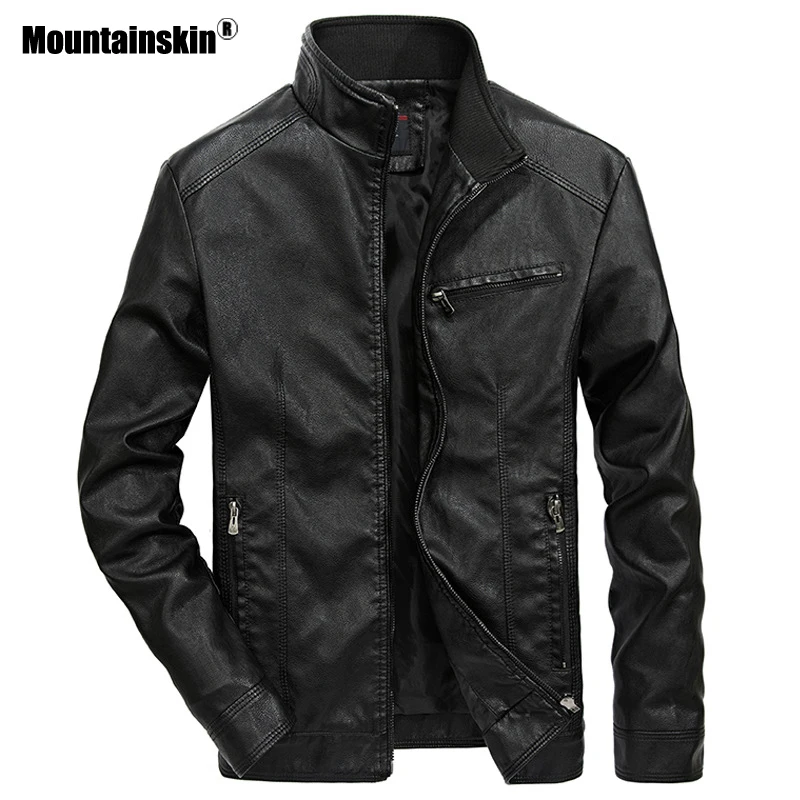 Günstige Kaufen Mountainskin Männer Leder Jacken Stehkragen Günstige Kaufen Mountainskin Männer Leder Jacken Stehkragen