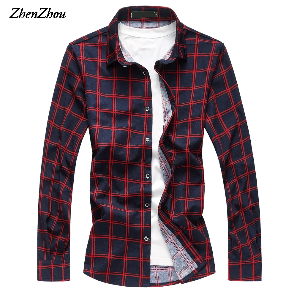 

Fashion Brand Business Long Sleeve Shirt Mens 2018 Spring Male Shirt Casual Plaid Shirt Men Plus Size M-7XL Summer men's Shirt