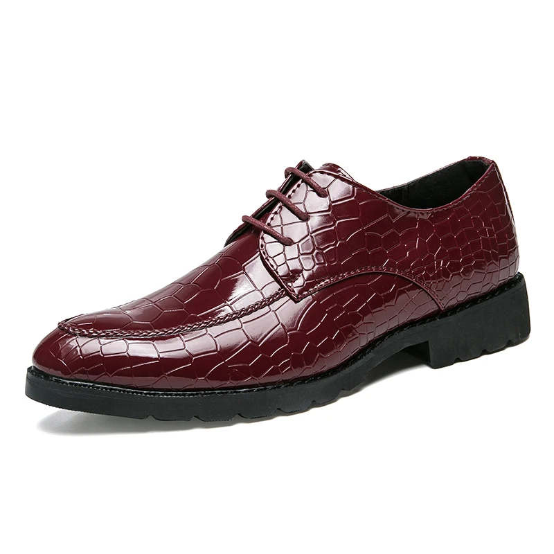 snake skin patent leather formal luxury italian brand glossy dress party cool designer male footwear brogue oxford shoes for men (1)