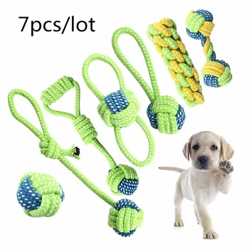 

7Pcs/ set Chewing Toy Dog Toys Set Pet Rope Toys Jouet Chien Clean Teeth for Dog to Peluche For Medium Large Dog Linen Cotton