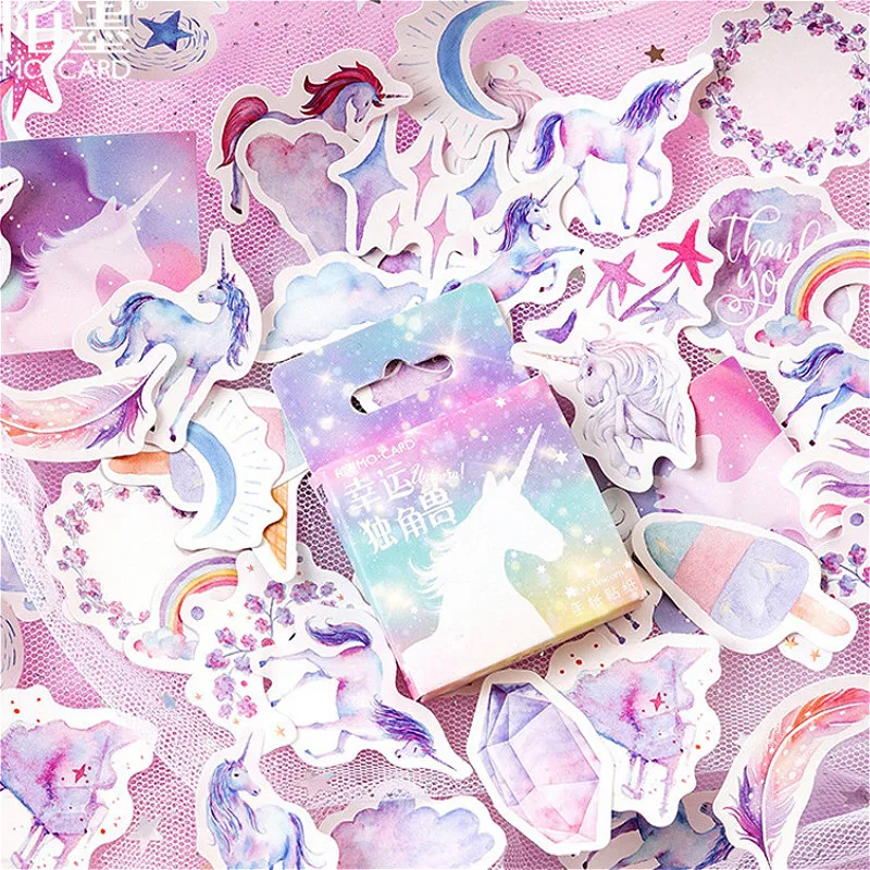 

LOLEDE New 45pcs/set Unicorn Stationery Stickers Kawaii Diary Handmade Adhesive Paper Flake Sticker Scrapbooking Stationery