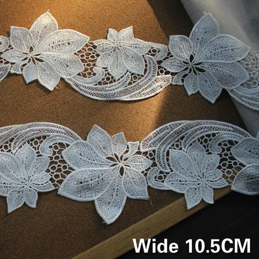 

10.5CM Wide Luxury White Lace Applique Exquisite Embroidery Ribbon Wedding Dress Head Veil Collar DIY Sewing Guipure Supplies