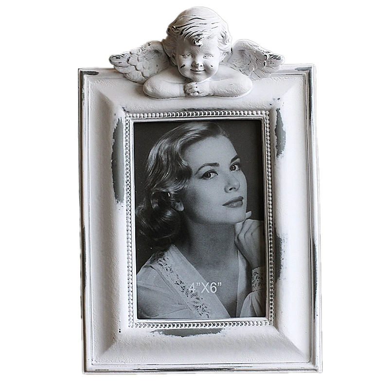 

New 3.5 6 7 Inch Heart-shape Oval Europe Restoring Ancient Retro Angel Frame Wedding Gifts Photo Frames A $