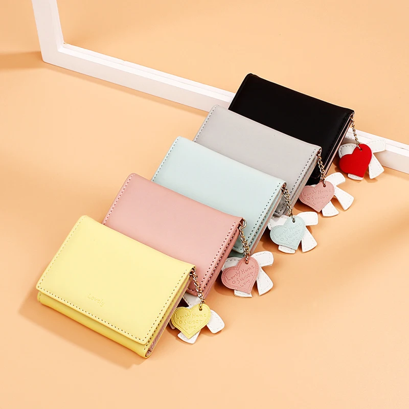 

Cute Solid Color Pu Womens Wallets Fashin Small Coin Purse Women Thin Coin Wallets Lady High Quality Credit Card Holders