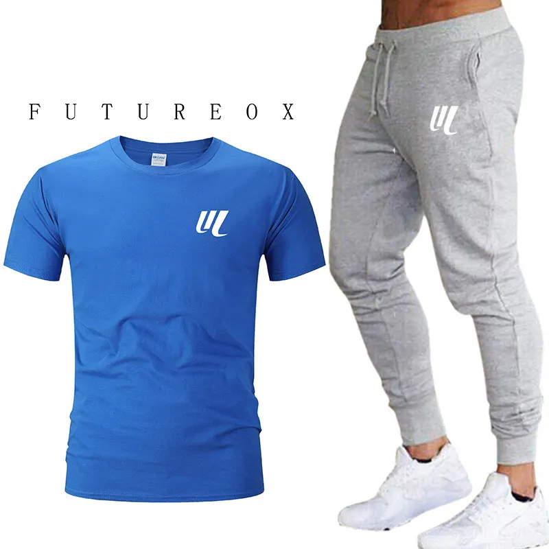

Gyms Men Pants Cotton 2019Track Pants Joggers Sweatpants Casual Sweat Pants+Cotton LOGO Print Men's T-Shirt Short Sleeve