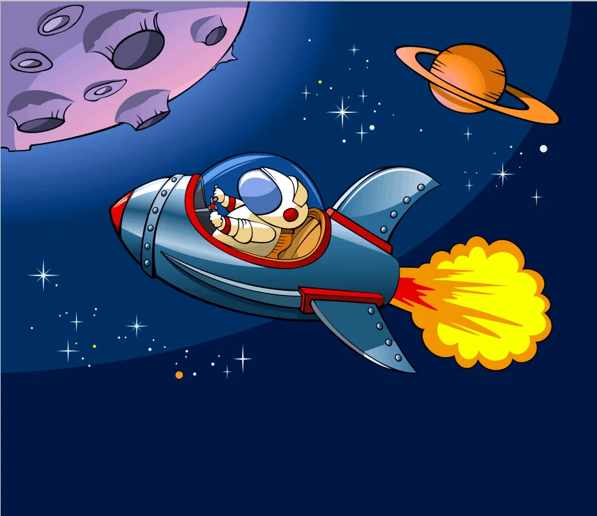 

7x5FT Blue Space Spaceship Planet Astronaut Custom Photo Studio Background Backdrop Vinyl 220cm x 150cm