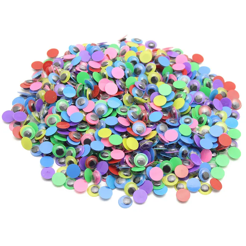

200pcs/lot 10mm Colorful Toy Garment Eyes Dolls Parts Plastic Wiggly Wobbly Googly Eye DIY Scrapbooking Crafts Accessories LX862
