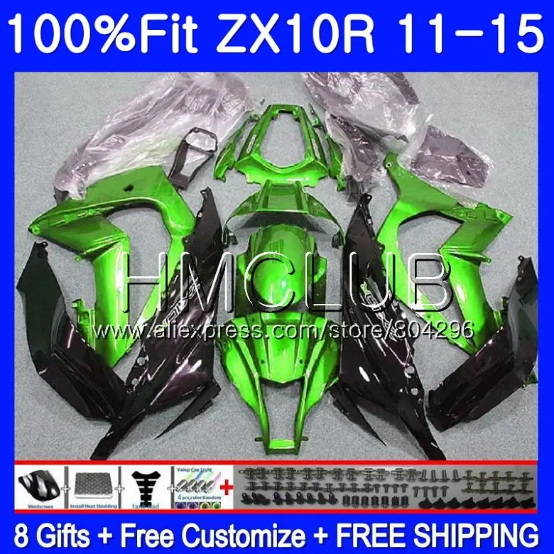 

Injection For KAWASAKI NINJA ZX 10 R Pearl green ZX10R 11 12 13 14 15 41HM20 ZX 10R 1000 ZX-10R 2011 2012 2013 2014 2015 Fairing