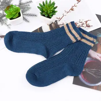 

Women Cotton Wool Solid Color Simple Ankle Socks Cashmere Wool Thicken Warm Socks Winter Fashion Striped Design