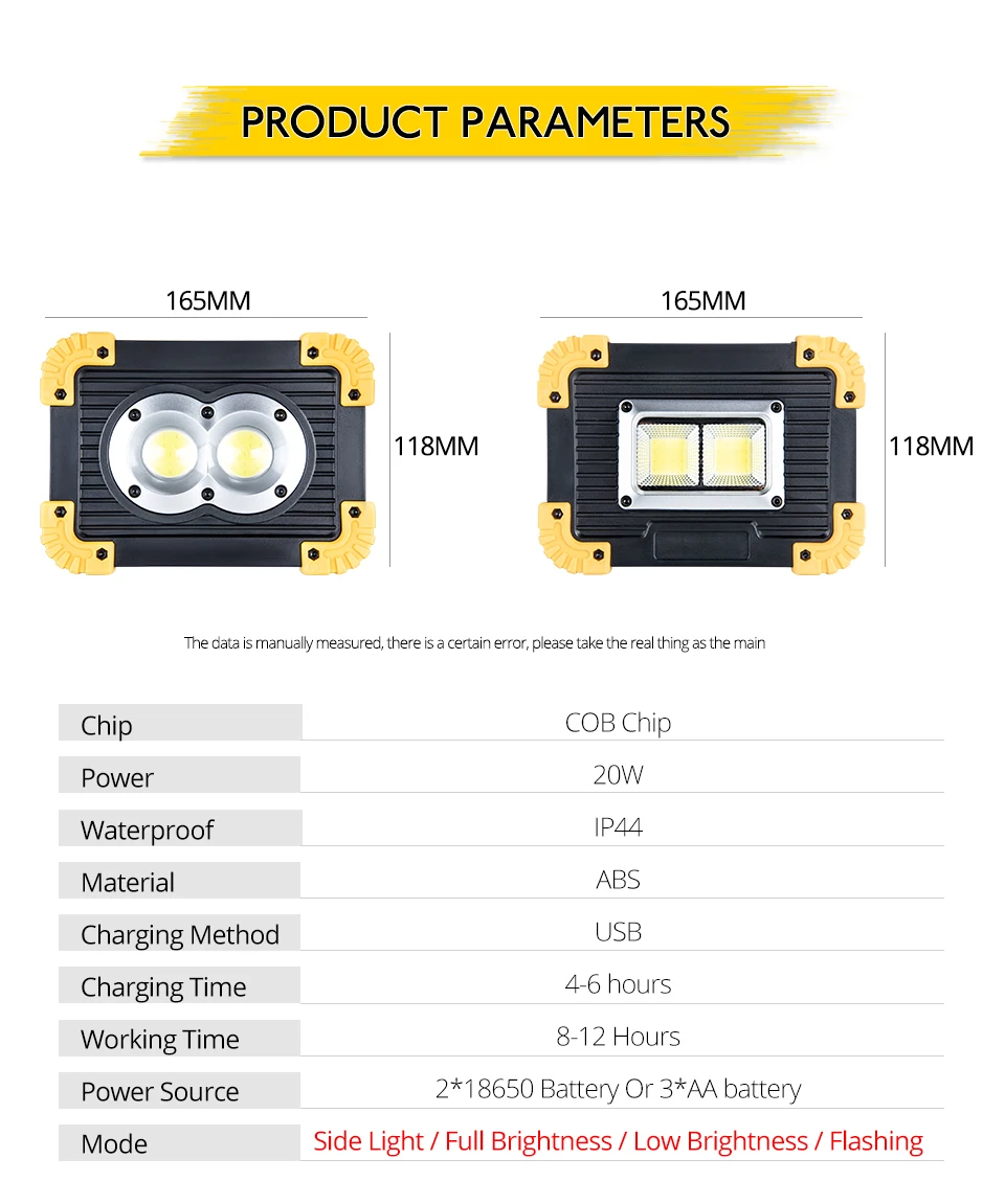 20W Portable Lantern Light USB RechargeableBattery Powered COB Floodlight Outdoor Camping Lawn Work Lamp Lantern LED Worklight (3)